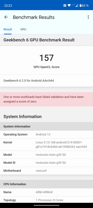 Moto G54 5G Geekbench Benchmark 2