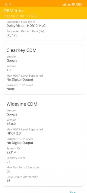 Xiaomi 11T Widevine L1 DRM