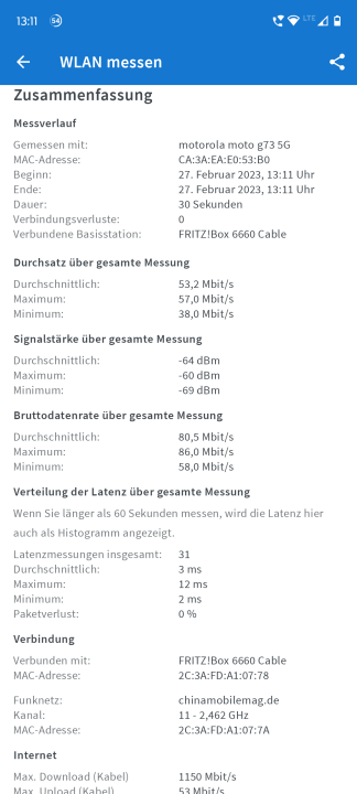 Moto G73 5G WLAN Test