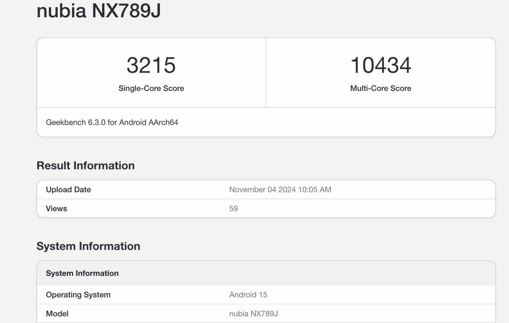 Red Magic 10 Ultra Geekbench Benchmark Ergebnis