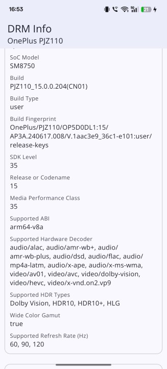 OnePlus 13 DRM Info