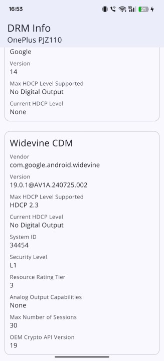 OnePlus 13 Widevine DRM