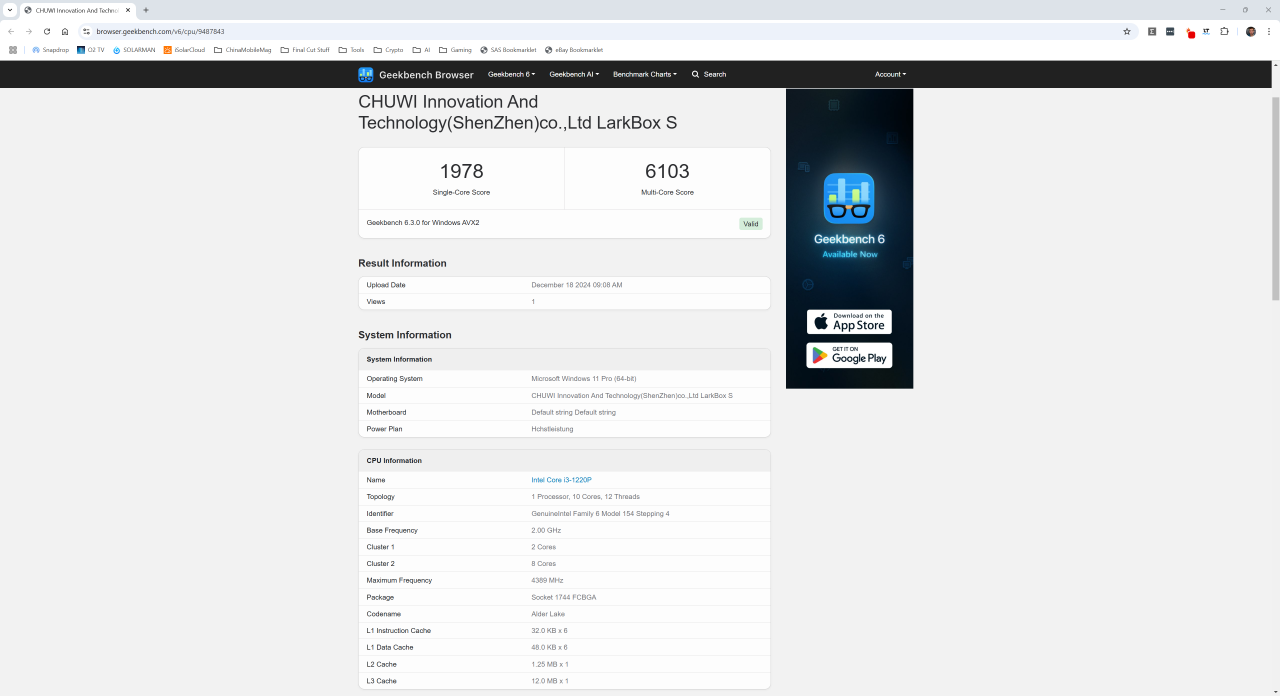 Chuwi LarkBox S Benchmark