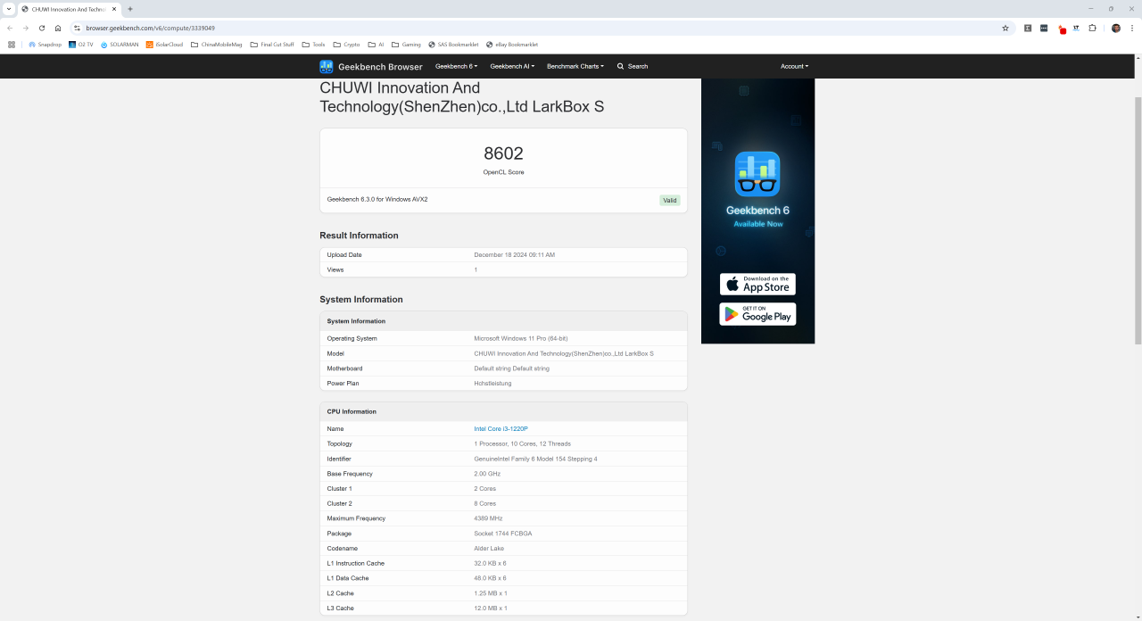 Chuwi LarkBox S Benchmark