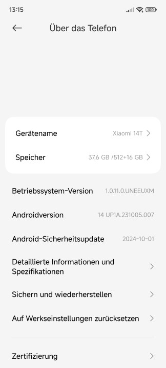 Xiaomi 14T Betriebssystem Software