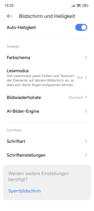 Xiaomi 14T Display Einstellungen