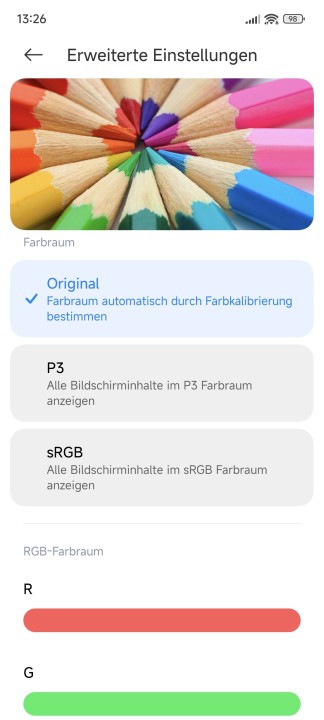 Xiaomi 14T Display Farbmanagement