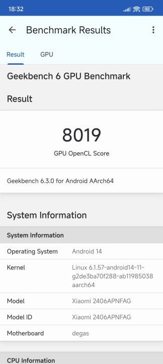 Xiaomi 14T Geekbench GPU Benchmark