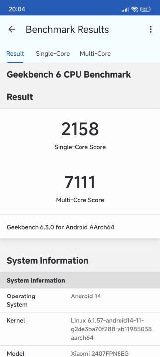 Xiaomi 14T Pro Geekbench CPU Benchmark