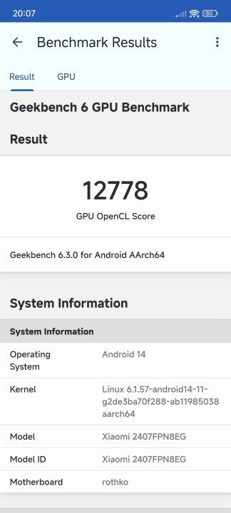 Xiaomi 14T Pro Geekbench GPU Benchmark