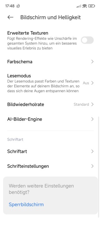 Xiaomi 14T Pro Display Einstellungen