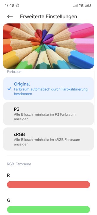 Xiaomi 14T Pro Farbmanagement