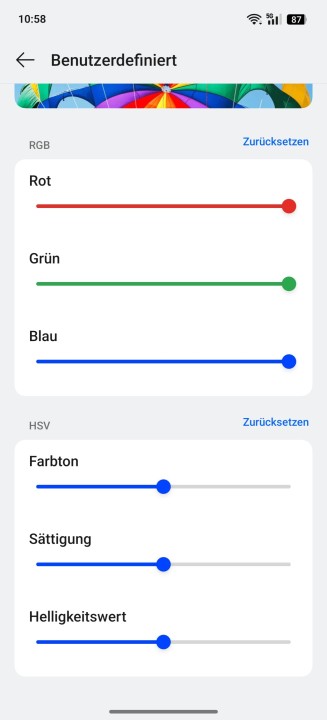 Realme GT7 Pro Display Einstellungen