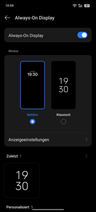 Realme GT7 Pro Display Einstellungen