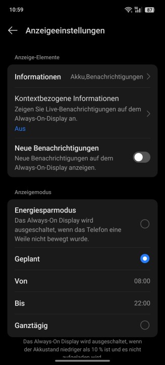 Realme GT7 Pro Display Einstellungen