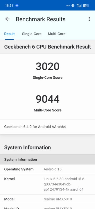 Realme GT7 Pro Geekbench CPU Benchmark