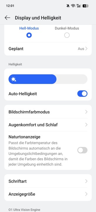 Oppo Find X8 Pro Display Einstellungen