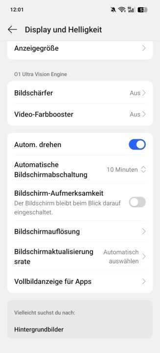 Oppo Find X8 Pro Display Einstellungen