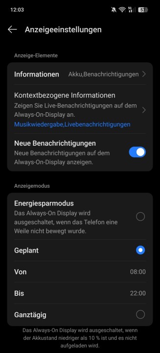 Oppo Find X8 Pro Display Einstellungen