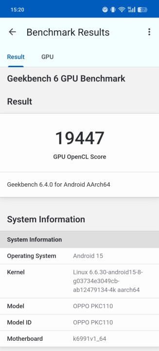 Oppo Find X8 Pro Geekbench GPU Benchmark